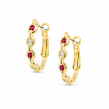 Load image into Gallery viewer, Link Chain Gemstone Hoop Earrings
