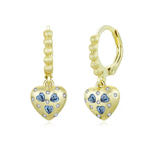 Load image into Gallery viewer, Brushed Gold Gemstone Heart Earrings
