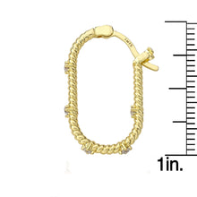 Load image into Gallery viewer, Rope Oval Hoop Earring with CZ's
