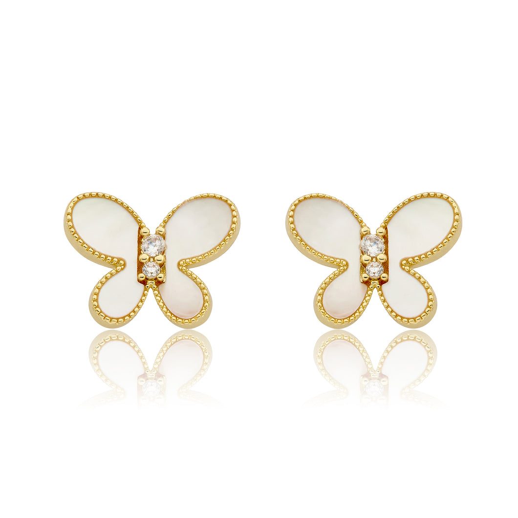 Mother of Pearl Butterfly Stud Earrings