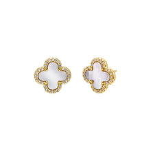 Load image into Gallery viewer, Mother Of Pearl Clover Stud Earrings
