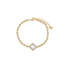 Load image into Gallery viewer, Pave Outline Four Leaf Clover CZ Bracelet
