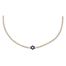 Load image into Gallery viewer, Sapphire Blue Star Of David Tennis Choker
