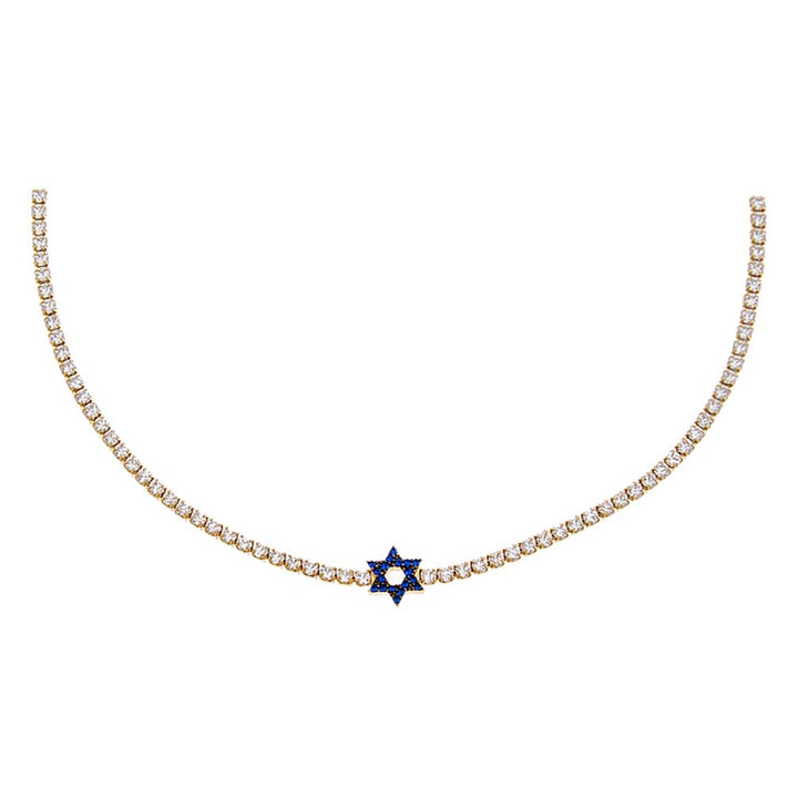 Sapphire Blue Star Of David Tennis Choker