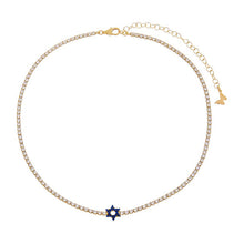 Load image into Gallery viewer, Sapphire Blue Star Of David Tennis Choker
