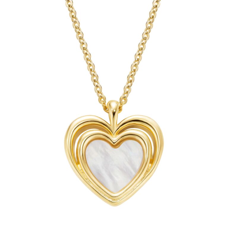 Double Outline Mother-of-Pearl Heart Pendant