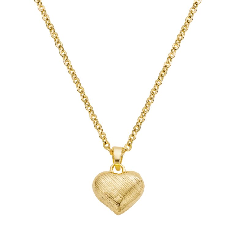 Small Brushed Gold Heart Pendant Necklace