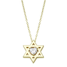 Load image into Gallery viewer, Heart Shape CZ Diamond Star of David Necklace
