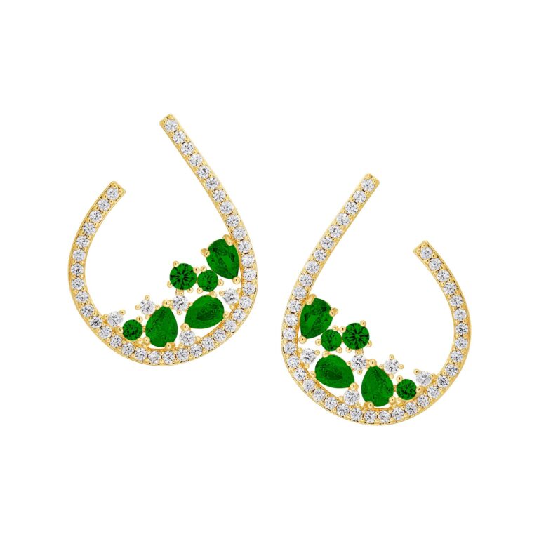 Colored Stones Open Teardrop Stud Earring