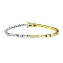 Load image into Gallery viewer, Half Gold And Half Silver Two Tone Bezel Tennis Bracelet
