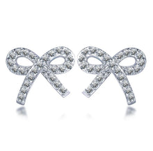 Load image into Gallery viewer, Micropave Bow Stud Screw Back Earrings
