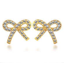 Load image into Gallery viewer, Micropave Bow Stud Screw Back Earrings

