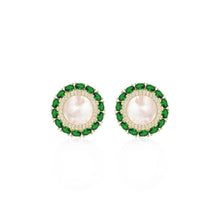 Load image into Gallery viewer, Mother Of Pearl and Colored Baguette Border Stud Earrings
