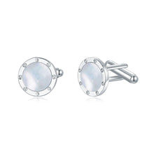 Load image into Gallery viewer, Round Border Around Mother of Pearl Cufflinks
