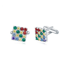 Load image into Gallery viewer, Multicolor CZ Square Cufflinks
