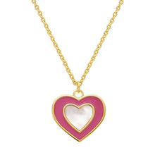 Load image into Gallery viewer, Mother-of-Pearl Enamel Heart Pendant
