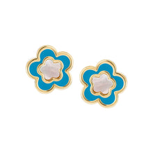 Load image into Gallery viewer, Small Mother-of-Pearl Enamel Flower Stud Earring
