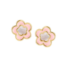 Load image into Gallery viewer, Small Mother-of-Pearl Enamel Flower Stud Earring
