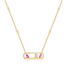 Load image into Gallery viewer, Floating Stone Rectangle Frame Necklace
