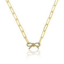 Load image into Gallery viewer, Links Chain Necklace With CZ Open Bow Center
