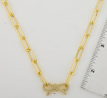 Load image into Gallery viewer, Links Chain Necklace With CZ Open Bow Center
