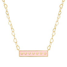 Load image into Gallery viewer, Gold Hearts Enamel Bar Pendant Necklace
