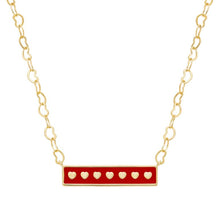 Load image into Gallery viewer, Gold Hearts Enamel Bar Pendant Necklace
