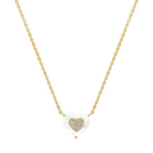 Load image into Gallery viewer, CZ-Filled Mother-of-Pearl Heart Pendant
