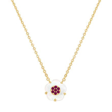 Load image into Gallery viewer, CZ-Filled Mother-of-Pearl Flower Pendant Necklace
