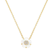 Load image into Gallery viewer, CZ-Filled Mother-of-Pearl Flower Pendant Necklace
