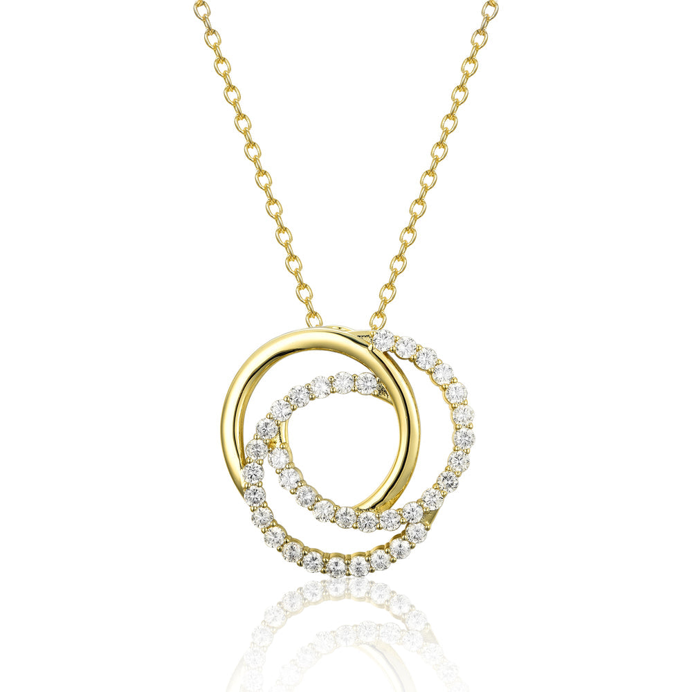 Brushed Gold Overlapping Circles Necklace