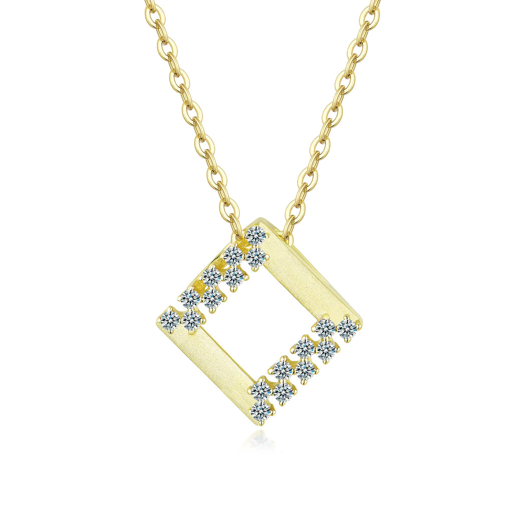 Tilted Square With CZ Sides Necklace