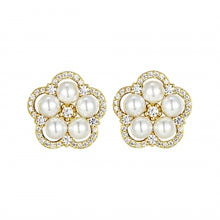 Load image into Gallery viewer, Pearl Flower Stud Earrings
