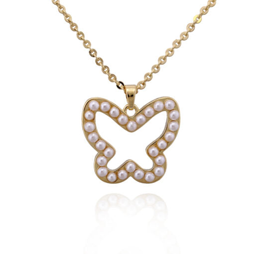 Pearly Outline Butterfly Pendant