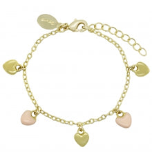 Load image into Gallery viewer, Coloured Enamel And Gold Hearts Charm Bracelet
