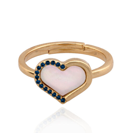 Half-CZ Mother-of-Pearl Heart Ring