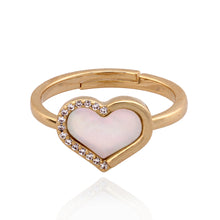 Load image into Gallery viewer, Half-CZ Mother-of-Pearl Heart Ring
