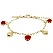 Load image into Gallery viewer, Coloured Enamel And Gold Hearts Charm Bracelet
