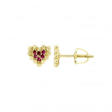 Load image into Gallery viewer, Dotted Border CZ Heart Screw Back Stud Earrings
