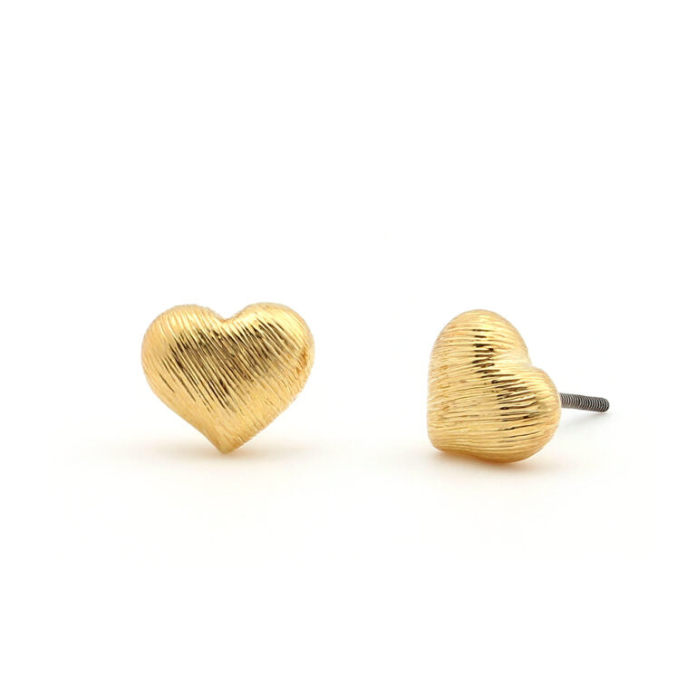 Brushed Puffed Heart Stud