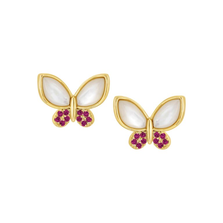 Puffed Mother-of-Pearl Butterfly Stud Earring