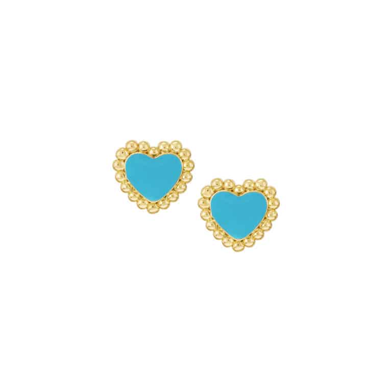 Enamel Puffed Heart Stud Earring