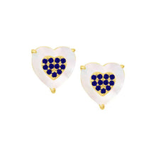 Load image into Gallery viewer, CZ-Filled Mother-of-Pearl Heart Stud Earring

