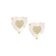 Load image into Gallery viewer, CZ-Filled Mother-of-Pearl Heart Stud Earring
