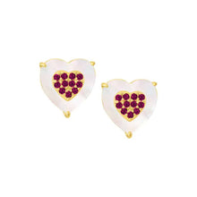 Load image into Gallery viewer, CZ-Filled Mother-of-Pearl Heart Stud Earring
