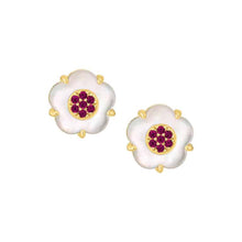 Load image into Gallery viewer, CZ-Filled Mother-of-Pearl Flower Stud Earring
