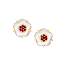 Load image into Gallery viewer, CZ-Filled Mother-of-Pearl Flower Stud Earring

