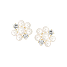 Load image into Gallery viewer, Floral Pearl Cluster Stud Earring
