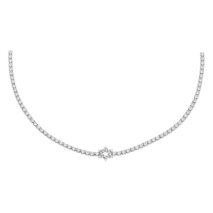 Pave CZ Star Of David Tennis Choker