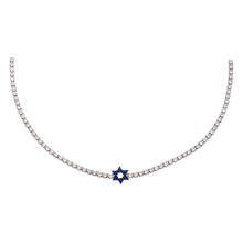 Load image into Gallery viewer, Sapphire Blue Star Of David Tennis Choker
